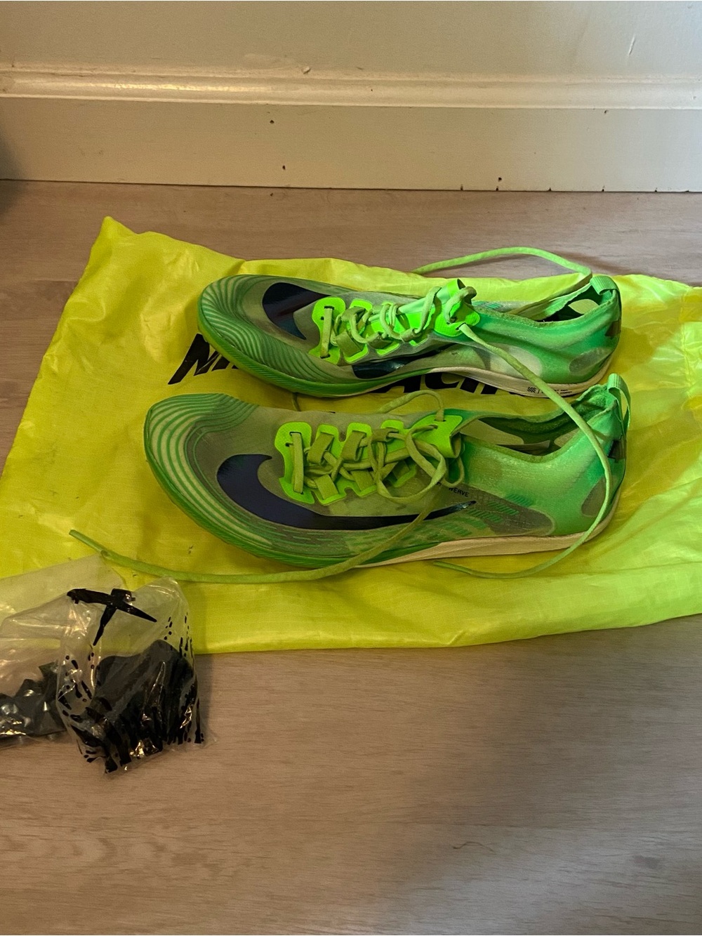 Nike Neon Green Racing Spikes with Black Swoosh